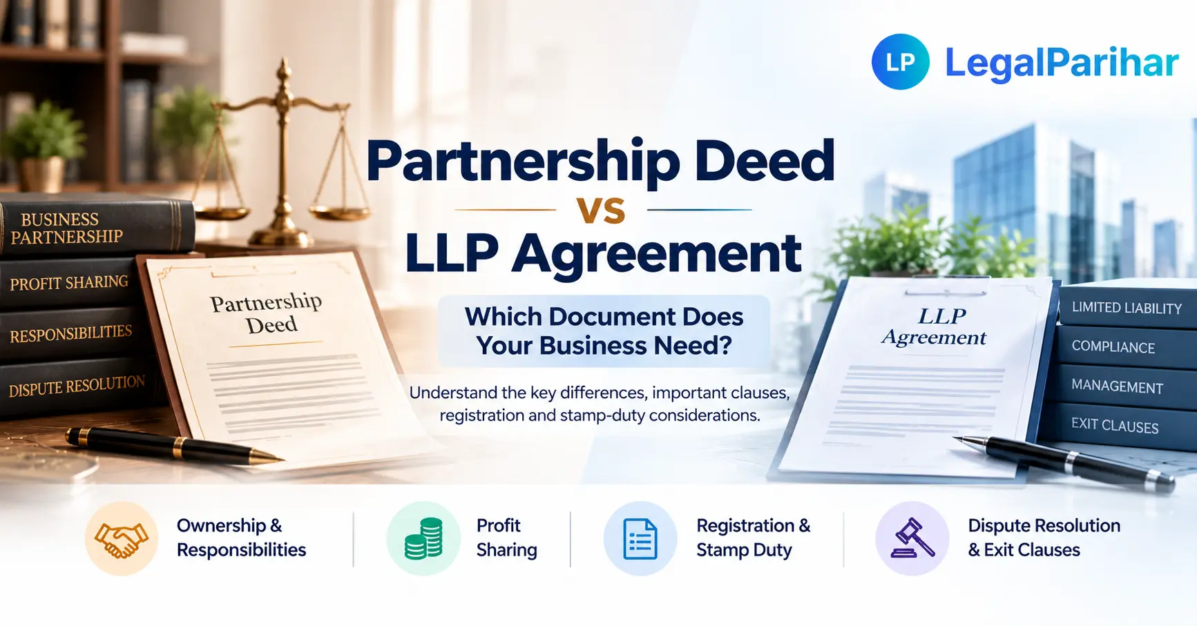 Partnership Deed vs LLP Agreement: Key Differences in India - Legal advice and insights from LegalParihar